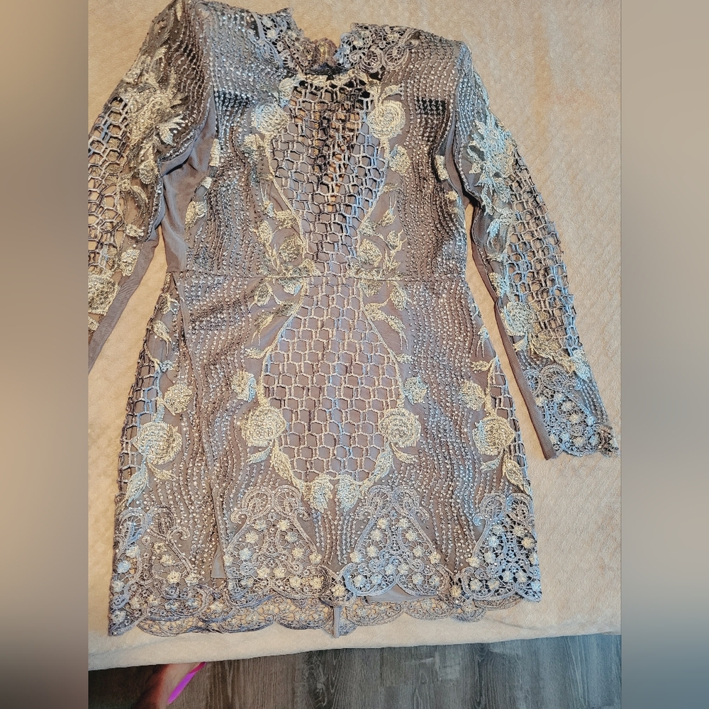Zhivago Metallic Silver Mini Dress - Picture 2 of 4